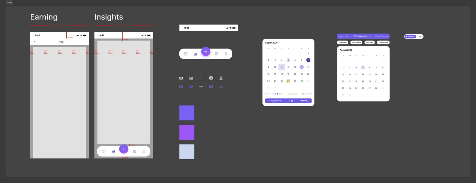 TaskTrack: Redesigning Earnings & Schedule Tracking for Gig Performers: additional preview